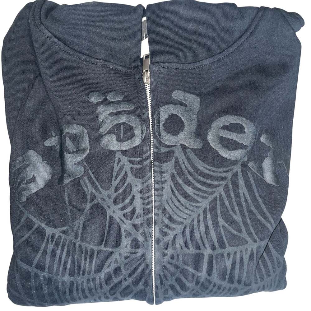 Sp5der OG Web Zip Black Hoodie